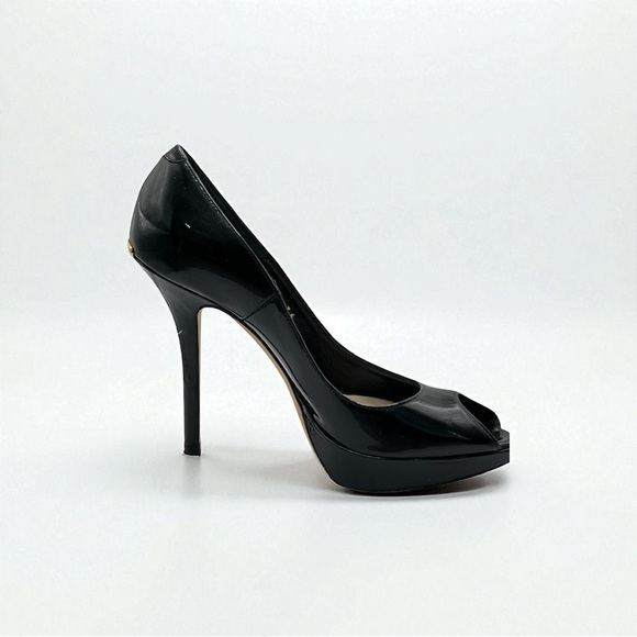 DIOR black high heels Elegant Black Peep-Toe 
patent leather - Picture 3 of 11